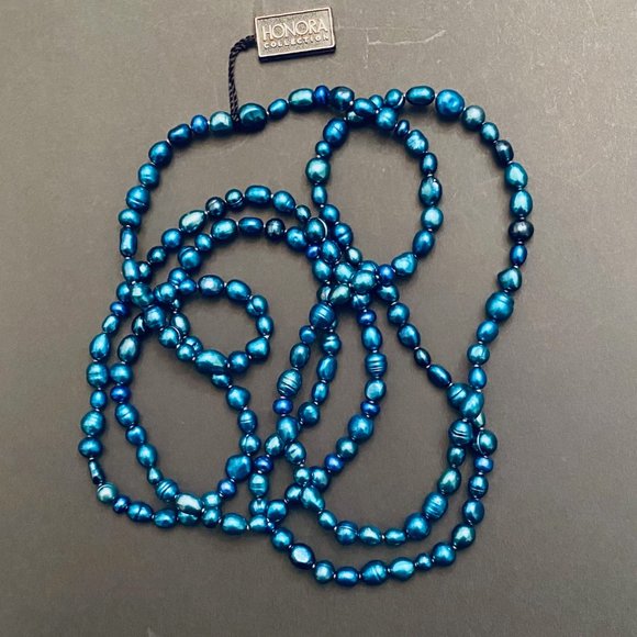 36" Honora Deep Blue Pearl Necklace, NWT - Picture 6 of 10